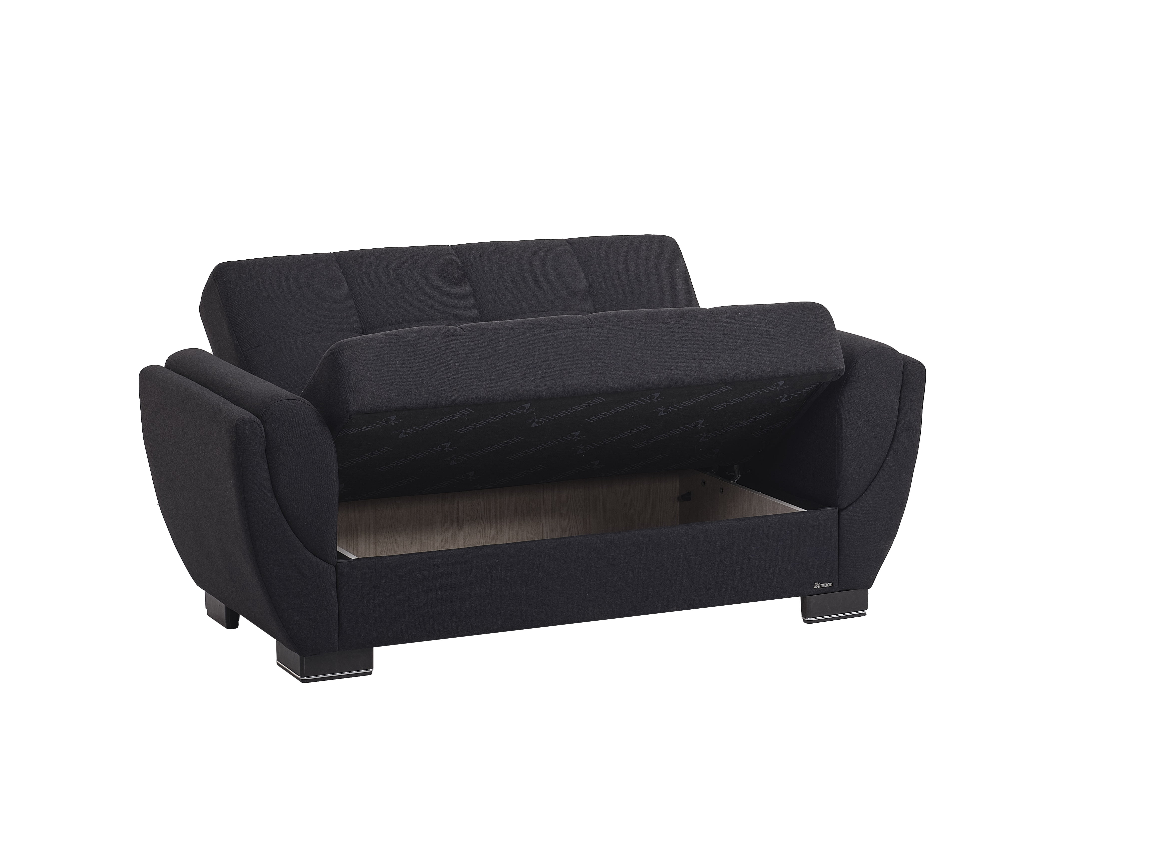 Ottomanson Convertible Sleeper Loveseat with Hidden Storage, Firm Seating, Dark Blue