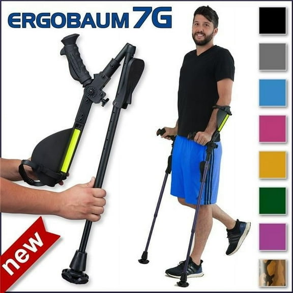 Ergobaum Ergonomic Crutch/Cane Single Unit Ergobaum That Acts As a Extra Balance Strong Performance Cane (1 Unit)