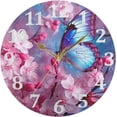 thumbnail image 5 of Coolnut Butterfly Flower Pink Wall Clock Round Vintage Silent Non Ticking Battery Operated Accurate Arabic Numerals Design for Home Kitchen Living Room Bedroom 10 Inch Home Decor, 5 of 5