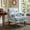 Floral Blue, variant on Aukfa Tufted Accent Chair, Mid Century Modern Linen Armchair with Nailhead Trim & Rubber Wood Legs for Small Spaces,Gray