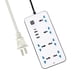 thumbnail image 1 of Tira de alimentación con 6 enchufes de CA y 3 puertos USB 1 tipo C Cable de extensión de 6 pies Prot Tomshoo  Blanco, 1 of 7