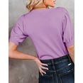 thumbnail image 3 of Kitsin Womens Puff Short Sleeve Sweater Tops Crewneck Basic Knit Pullover Lightweight Solid Casual Sweaters Blouse, 3 of 6