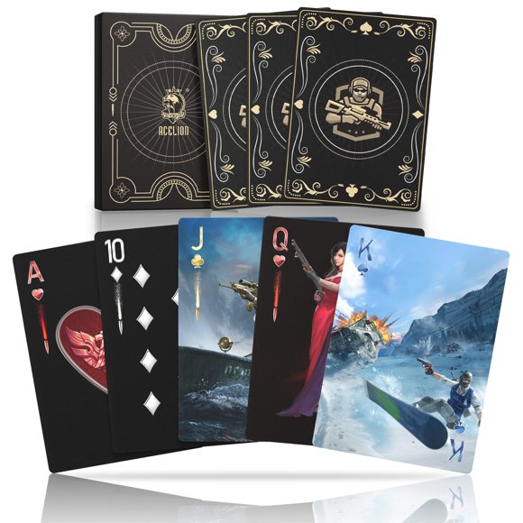 Tarjetas de juego WJPC Warrior Gold, impermeables, con caja de regalo