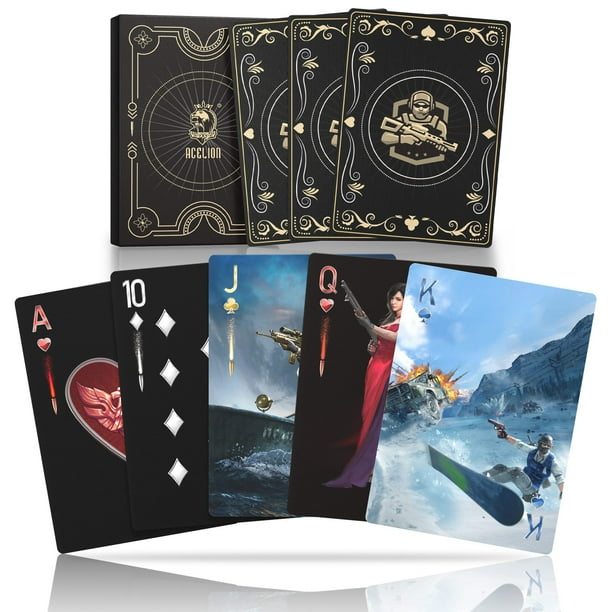 Tarjetas de juego WJPC Warrior Gold, impermeables, con caja de regalo