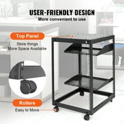 BENTISM 15U Open Frame Server Rack، 15-40 Depth قابل للتعديل، Free Standing or Wall Network Server Rack، 4 Post AV Rack with Casters Two Shelves