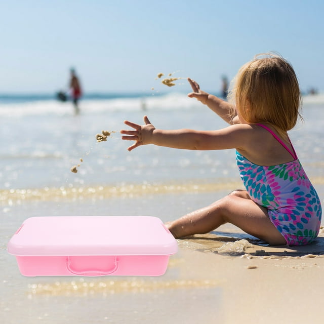 WEUVEB 2Pcs Plastic Sand Tray with Lid Portable Sandbox with Handle for Home Use