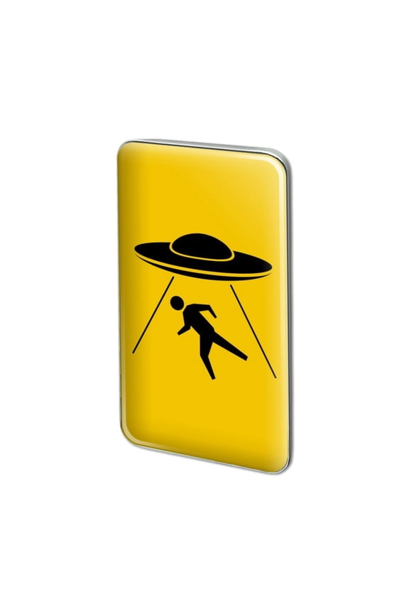 Alien Abduction Hazard Warning Sign Metal Rectangle Lapel Hat Pin Tie Tack Pinback