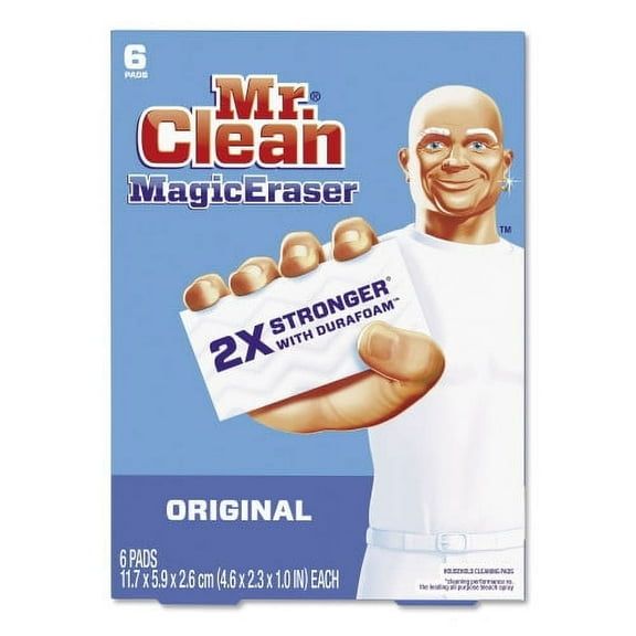 Mr. Clean Magic Eraser, 2.3 x 4.6, 1" Thick, White, 6/Pack , Each