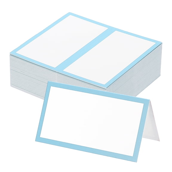 Uxcell 50Pcs Table Place Cards, 3.5 x 2 Inches Blank Name Place Cards for Table Setting Wedding Reception, Light Blue