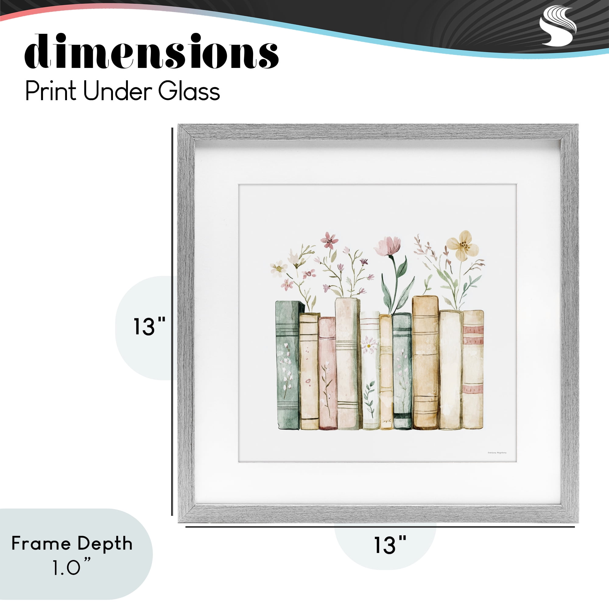 Stupell Industries Floral Stories Library Gray Framed Print Under Glass, design by Svetlana Aleynikova