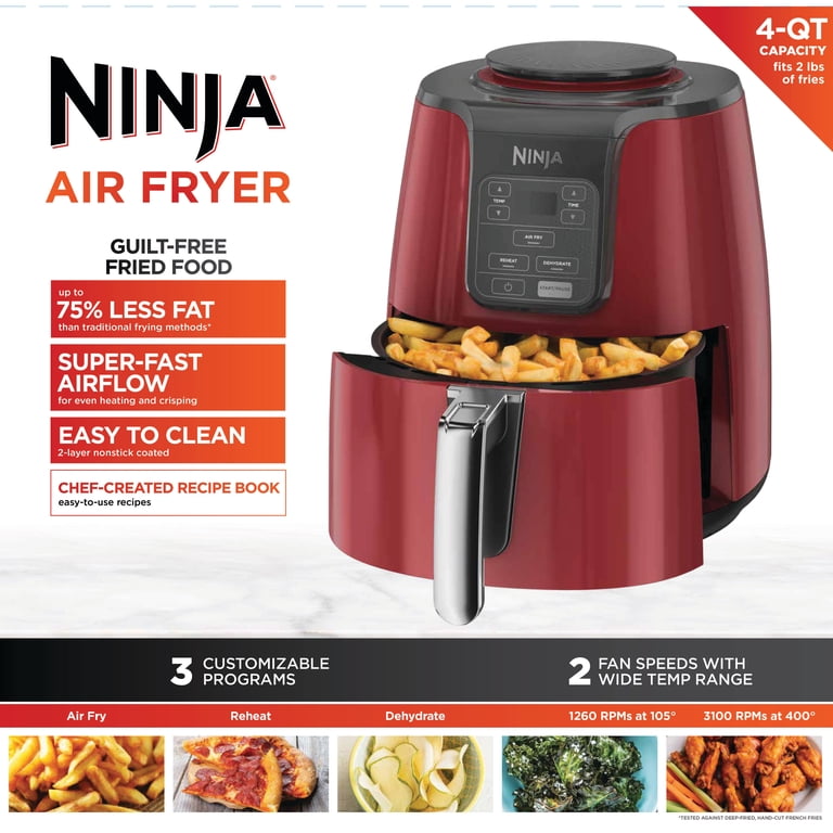 Free Shipping! Ninja Air Fryer 4 qt Red with Nonstick Basket