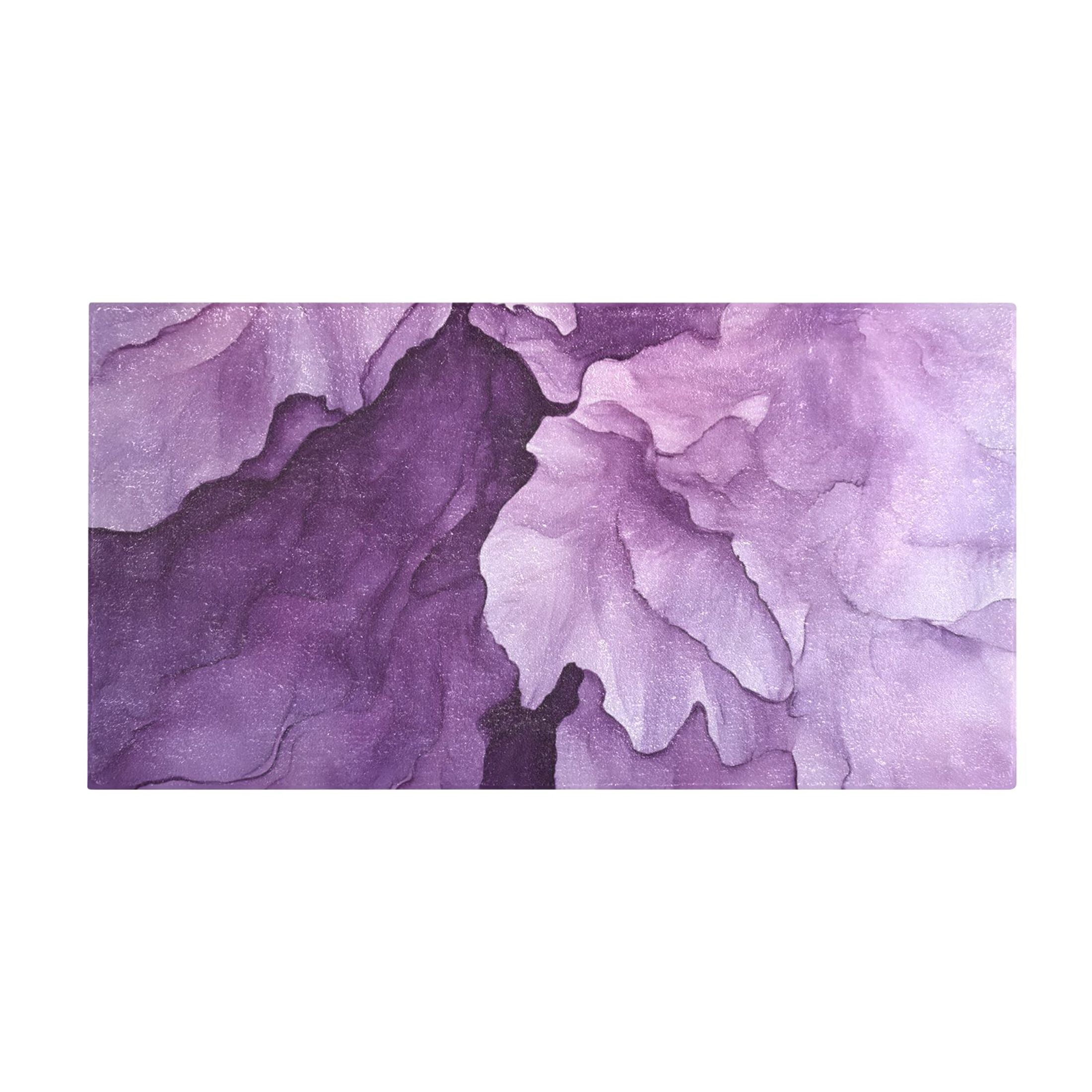 Abstract Purple Flower Bathroom Runner Rug Absorbent Non Slip Bath Mat for Living Room Kitchen 39" x 20"