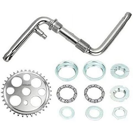 CYCLEZ One-Piece Lowrider Crankset Includes Lucky 7 36T Chrome Sprocket, Crank and Bottom Bracket Set Replacement Kit - 2 Sizes