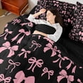 thumbnail image 4 of jejeloiu Cartoon Bow Knot 7-Piece Twin Bedding Sets,Pink Black Bowknot Bedding Comforter Set For Girl Reversible, 4 of 8