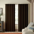 thumbnail image 2 of Kotton Culture Double Pleated Blackout Curtains for Traverse Rod Room Darkening Thermal Insulated Window Curtains for Sliding Door, Patio Door, Room Divider W(21"+21") L72 (2 Panels, Cocoa Brown), 2 of 8