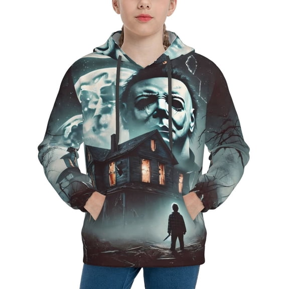 Michael Myers Hoodie, Casual Unisex Youth Hoodie, Fashion Novelty Long Sleeve Pullover Sweatshirt Hooded For Kid, Teens And Adults