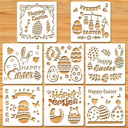Easter Stencils Templates, 8Pcs Plastic Drawing Painting Stencils Template Sets, Washable Stencils for Painting Easter Decoration, Easter Crafts for Kids,...