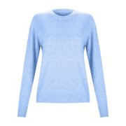 Women Crew Neck Knitted Pullover Shirts Solid Long Sleeve Loose Casual Sweaters Fall Winter Warm Jumpers Tops