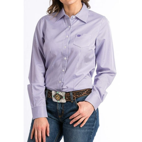 Cinch Women's Printed Long Sleeve Shirt, Purple, X-Small