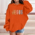 thumbnail image 2 of Girls Hoodies Size 14-16 Crew Neck Crop Tops Trendy Graphic Print Outdoor Workout Sweatshirt Children Fall Winter Little Girls Clothes Orange, 2 of 4