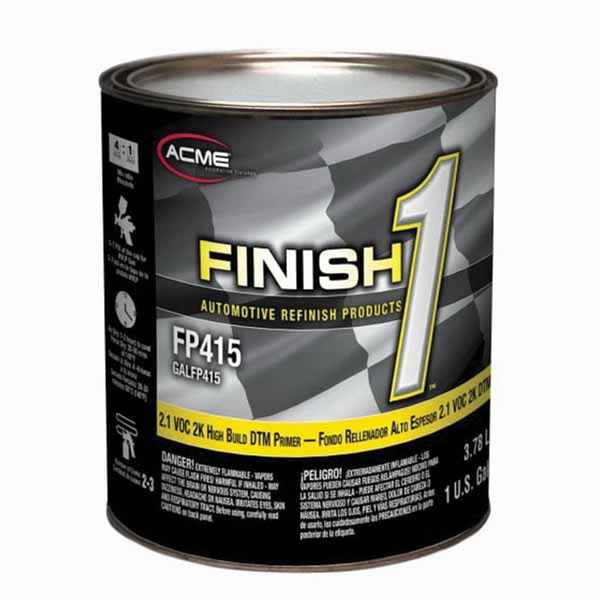 Finish 1 Automotive Refinish Products FP415-1 High Build 2-Component 2.1 VOC DTM Primer, 1 gal Can, Gray, 4:1 Mixing