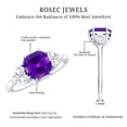 thumbnail image 6 of Rosec Jewels Real Amethyst Engagement Ring 3 Carat - 8 mm Asscher Cut - AAA Grade - Amethyst and Diamond Ring for Women, 14K White Gold, US 9.50, 6 of 7