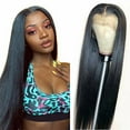 thumbnail image 5 of Fashionable Middle Part Lace Front Wig Long Straight Synthetic Hair For Women, 5 of 5