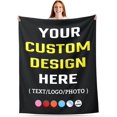 thumbnail image 1 of Custom Blanket With Your Design Text Logo Picture, Personalized Throw Blanket Bulk for Business Team Company, Customized Photo Blankets Fathers Day Anniversary Birthday Gifts for Dad Family Friend, 1 of 1