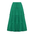 thumbnail image 6 of RUTAYY Fashionable Women Beach Vacation Layered Ruffle Hem Long Skirt Hollow Gathered Cake Skirt Solid Color Casual Travel Skirts, 6 of 7