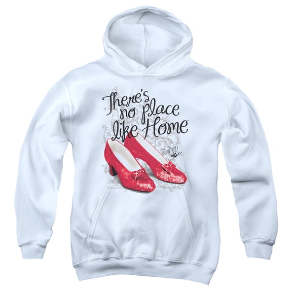 Trevco Sportswear OZ109-YFTH-3 Wizard of Oz Ruby Slippers Youth Hooded Sweatshirt, White - Large