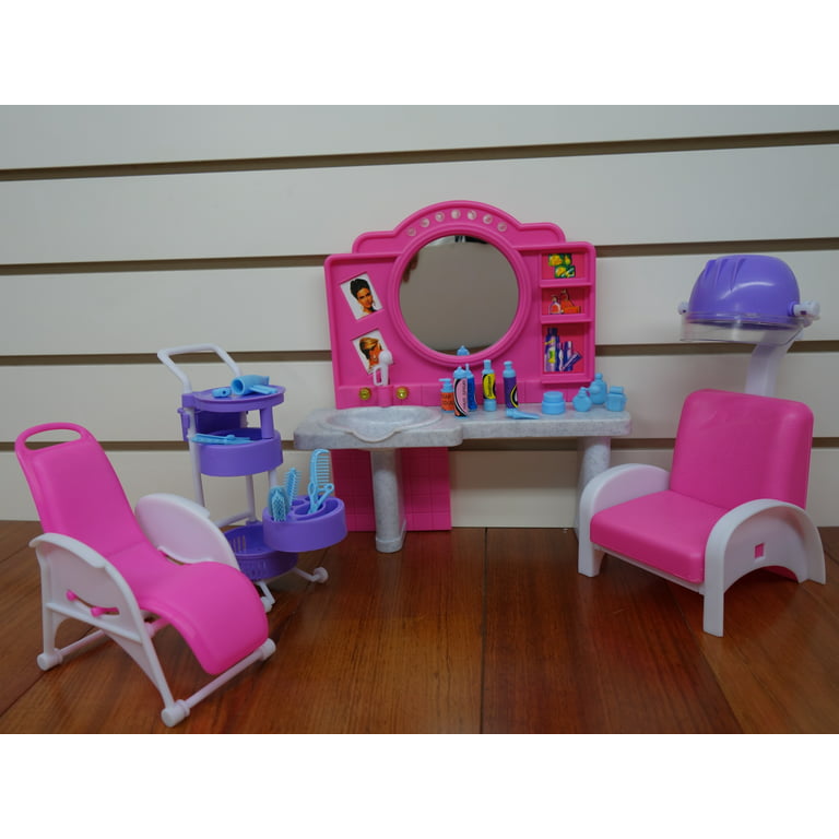 Children Play Set Furniture for Barbie, Cabeleireiro Acessórios