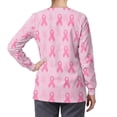 thumbnail image 2 of Binienty Pink Ribbon Women's Stretch Fabric Scrub Jackets Moisture-Wicking Breast Cancer Awareness Nurse Costume, Snap Front Medical Uniforms & Scrubs, for Clinic Pediatric Nurses Medical Students, 2 of 7