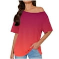 thumbnail image 2 of Women's Off Shoulder Top, Loose Lounge Wear, Casual Summer Short Sleeve Shirt, Comfortable Printed Blouse for Home and Daily Outings, 2 of 6