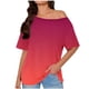 thumbnail image 3 of TaTaai Off Shoulder Loose Short Sleeved Home Top, Women Slanted Neck Printed Style, Regular Length, Spring Summer Daily Leisure Clothing Gift, 3 of 6