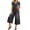 Black #35, variant on KDDYLITQ Denim Jumpsuit for Women Short Sleeve Wide Leg Rompers V Neck Front Knot Casual Lightweight Cropped Length Romper With Pockets Blue XL