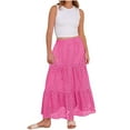 thumbnail image 6 of OSFVNOXV Maxi Skirts for Women Boho Tiered Eyelet Elastic Waist A-Line Long Skirt Summer Casual Flowy Beach Vacation Clothes, 6 of 8