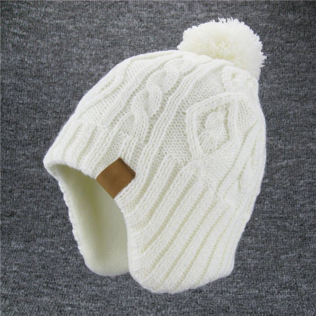Gorro infantil de punto de moda para otoño e invierno, gorro de lana cálido con protección para las orejas para niños y niñas, gorro de polar, gorro informal de moda