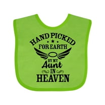 Inktastic Handpicked for Earth by My Aunt in Heaven with Angel Wings Boys or Girls Baby Bib