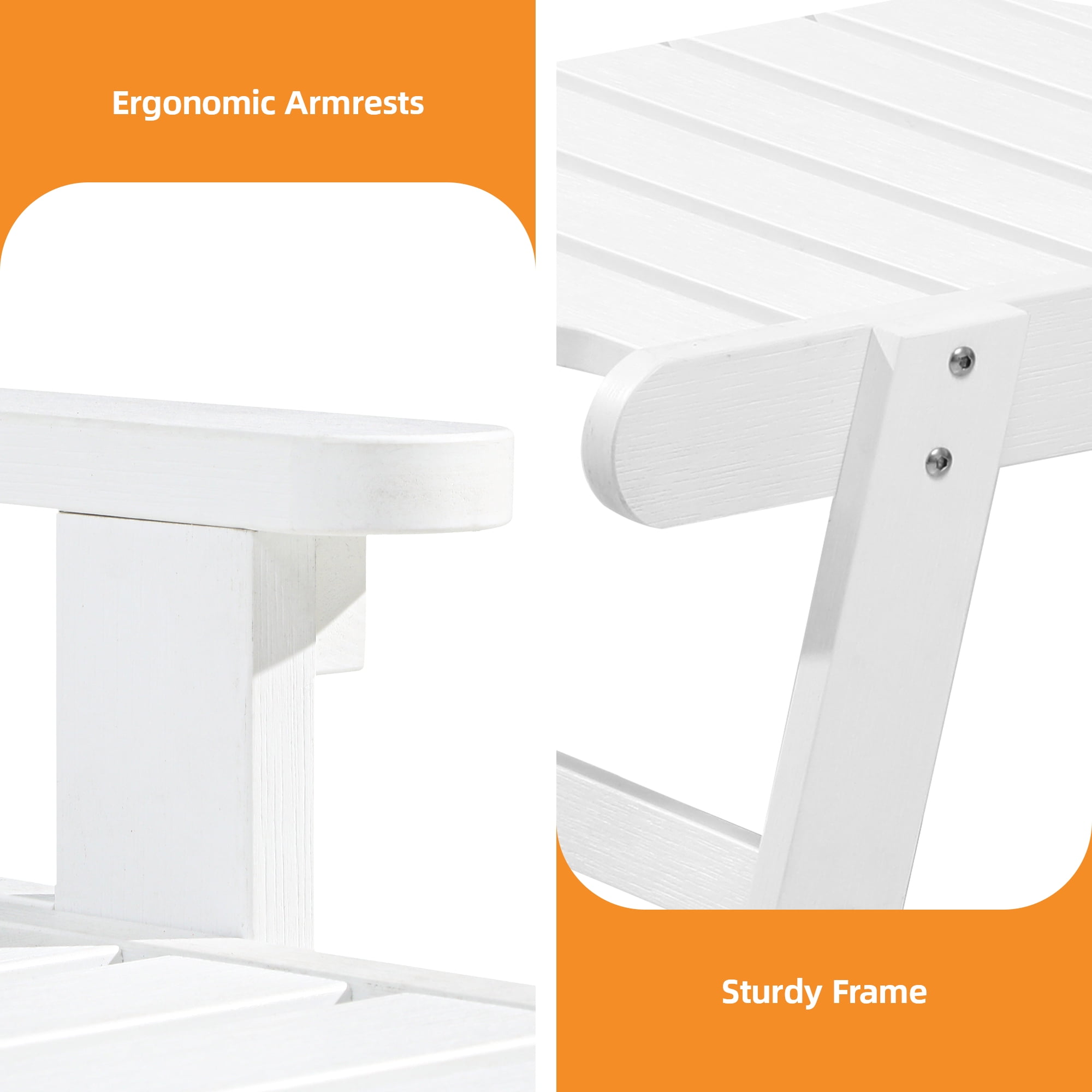 Uforic Outdoor Heavy Duty Resin Patio Lounger with Adjustable Backrest, Wide Armrest, White