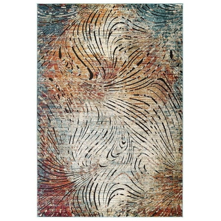 Tribute Ember Contemporary Modern Vintage Mosaic 5x8 Area Rug in Multicolored