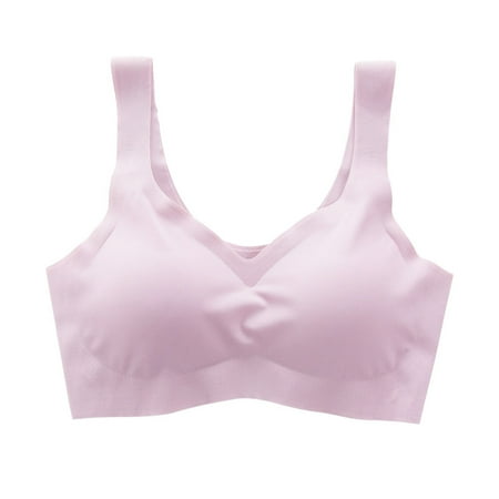 Xiaoxatg Seamless Ice Silk Sleep Bra For Women Comfortable Wireless Sports Bra Breathable Running Tank Top Gathered Sleepwear Vest Women Athletic