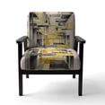 thumbnail image 4 of Designart "Réalités Intersectées en Jaune et Gris II" Chaise d'Appoint Jaune Abstraites Rembourrée - Fauteuil Moderne pour Chambre, 4 of 7