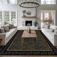 thumbnail image 3 of 8'x10' Area Rugs, Vintage Navy Blue Roses Indoor Outdoor Area Rug for Living Room Bedroom, Abstract Art Floral Green Leaves Washable Bathroom Rugs Kitchen Floor Carpet Mats Home Decor Aesthetic, 3 of 8