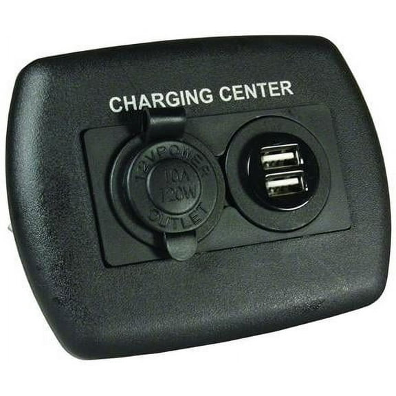 JR Products 15095 12V USB Charging Center, Black