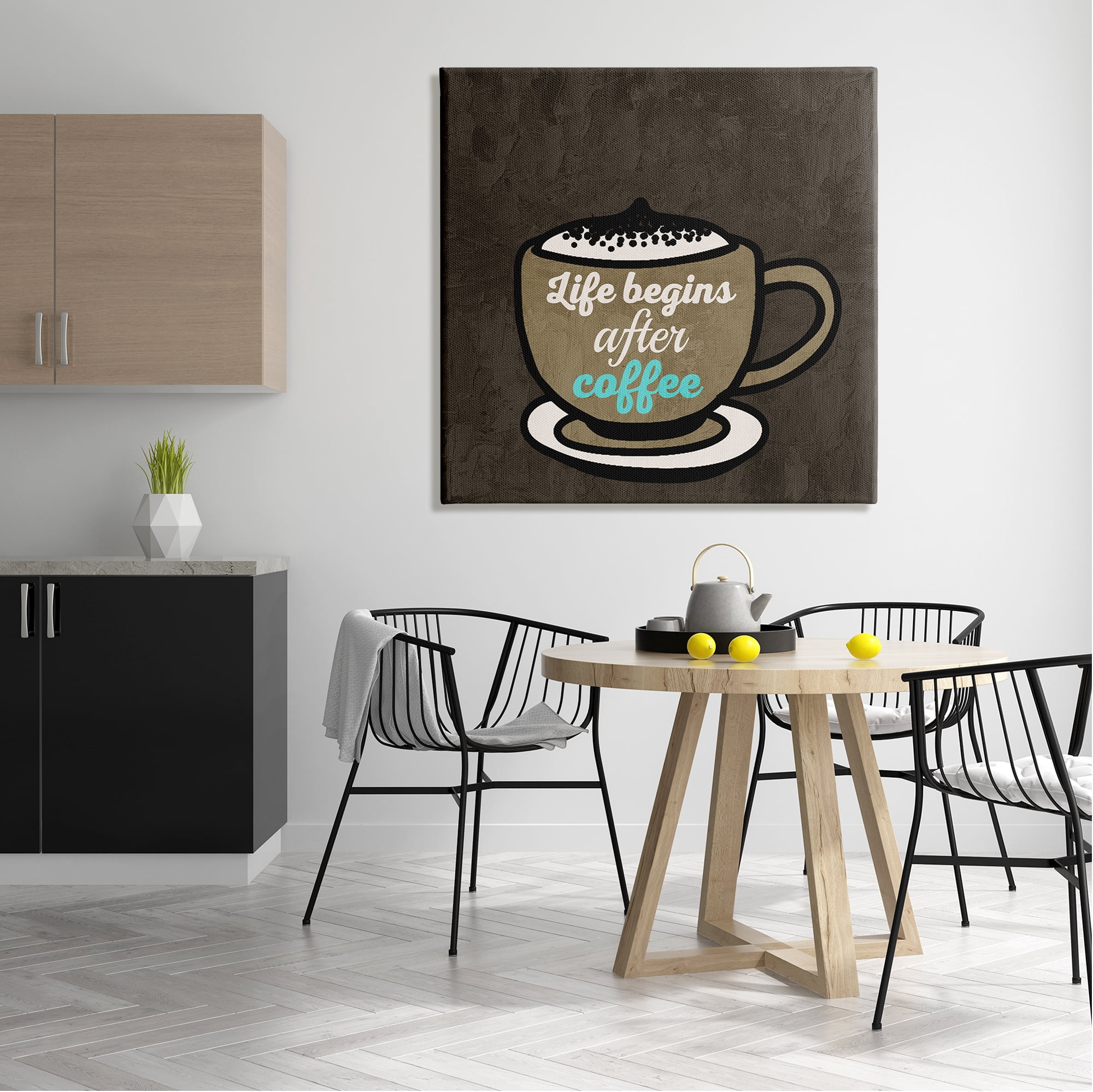 Stupell Industries Life Begins After Coffee Food & Beverage Painting Gallery Wrapped Canvas Print Wall Art, 36 x 36