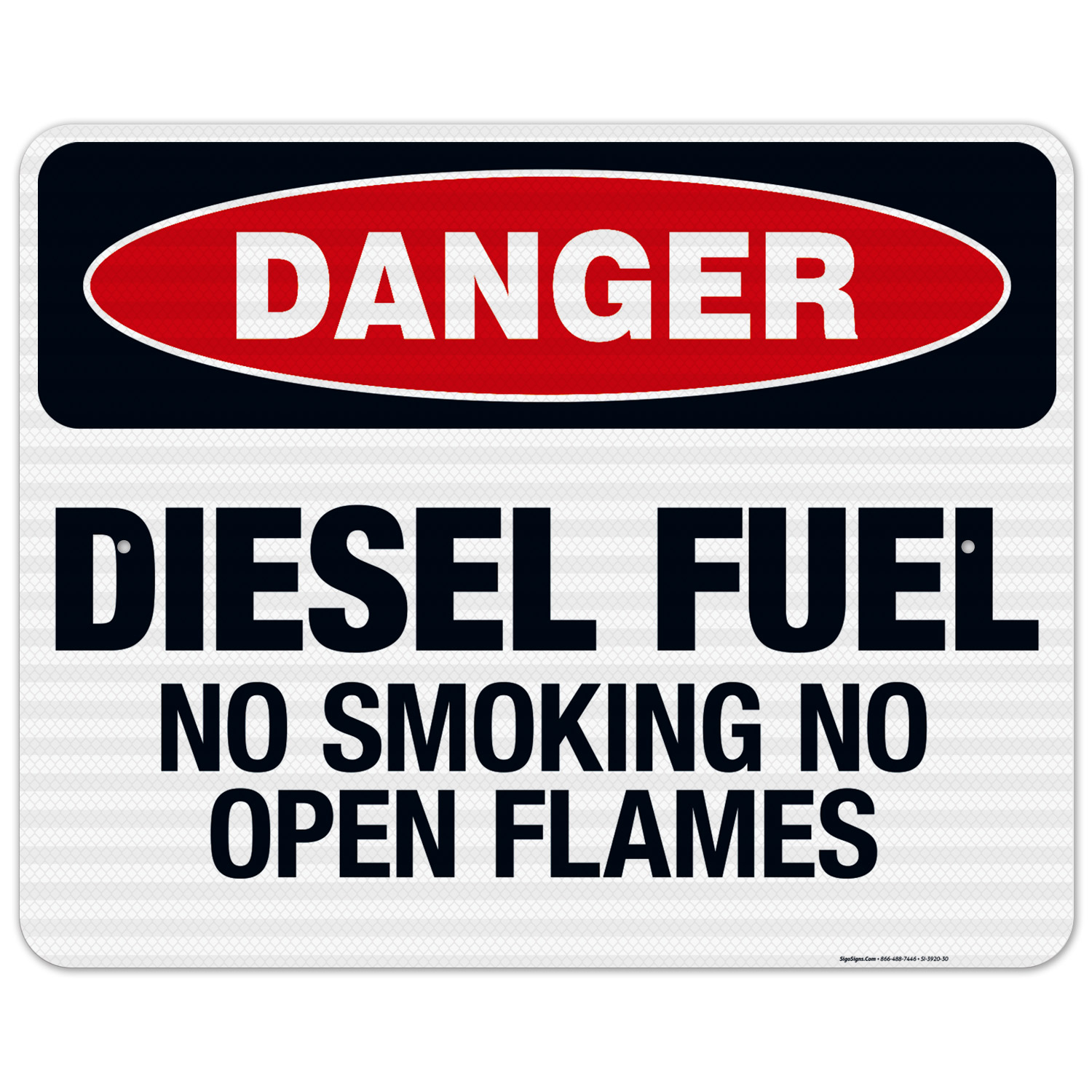 Diesel Fuel No Smoking No Open Flames Sign, OSHA Danger Sign, 24x30 ...