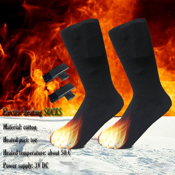 Electric Heated Socks, Battery Operated Warm Socks with Toe Heating, Winter Outdoor Foot Warmer for Cold Weather