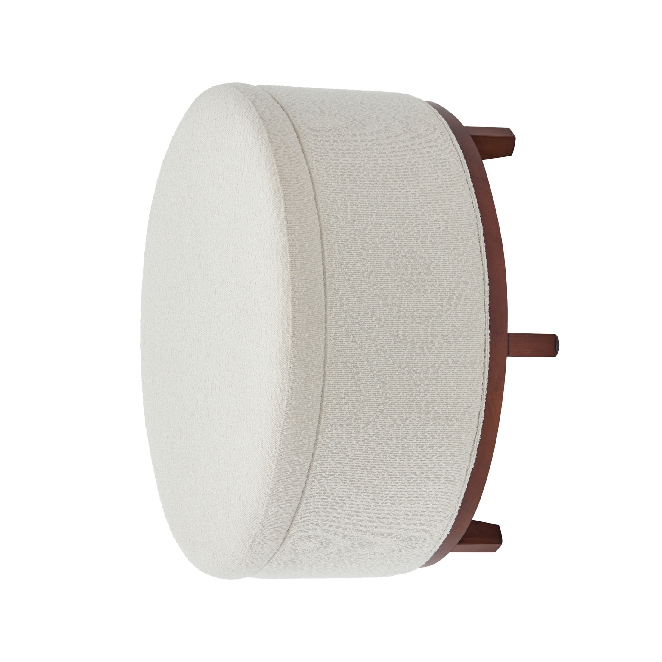 Christopher Knight Home 30.7" Modern Round Storage Ottoman, Boucle Upholstered with Wooden Legs, Beige