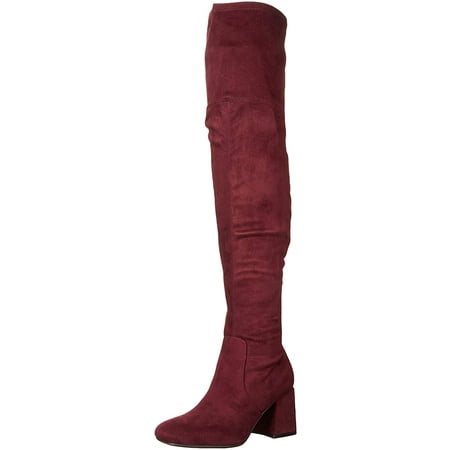 NINE WEST Womens Blocky2 Over-The-Knee Boot 9.5 Burgundy Suede