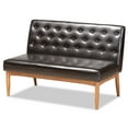 thumbnail image 3 of Baxton Studio Riordan Mid-Century Modern Dark Brown Faux Leather Upholstered and Walnut Brown Finished Wood 4-Piece Dining Nook Set, 3 of 11